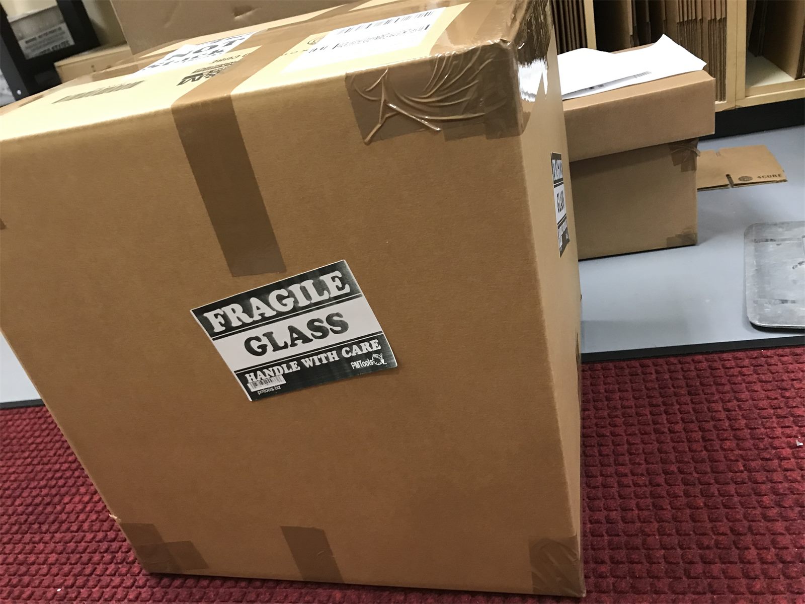Fragile glass item packed and labeled for shipment by Quote Pack Ship