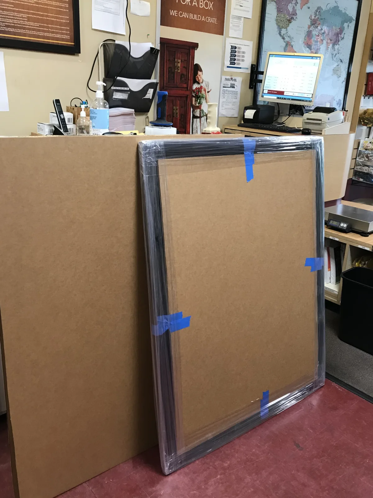 Two framed pieces individually protected and ready for final boxing