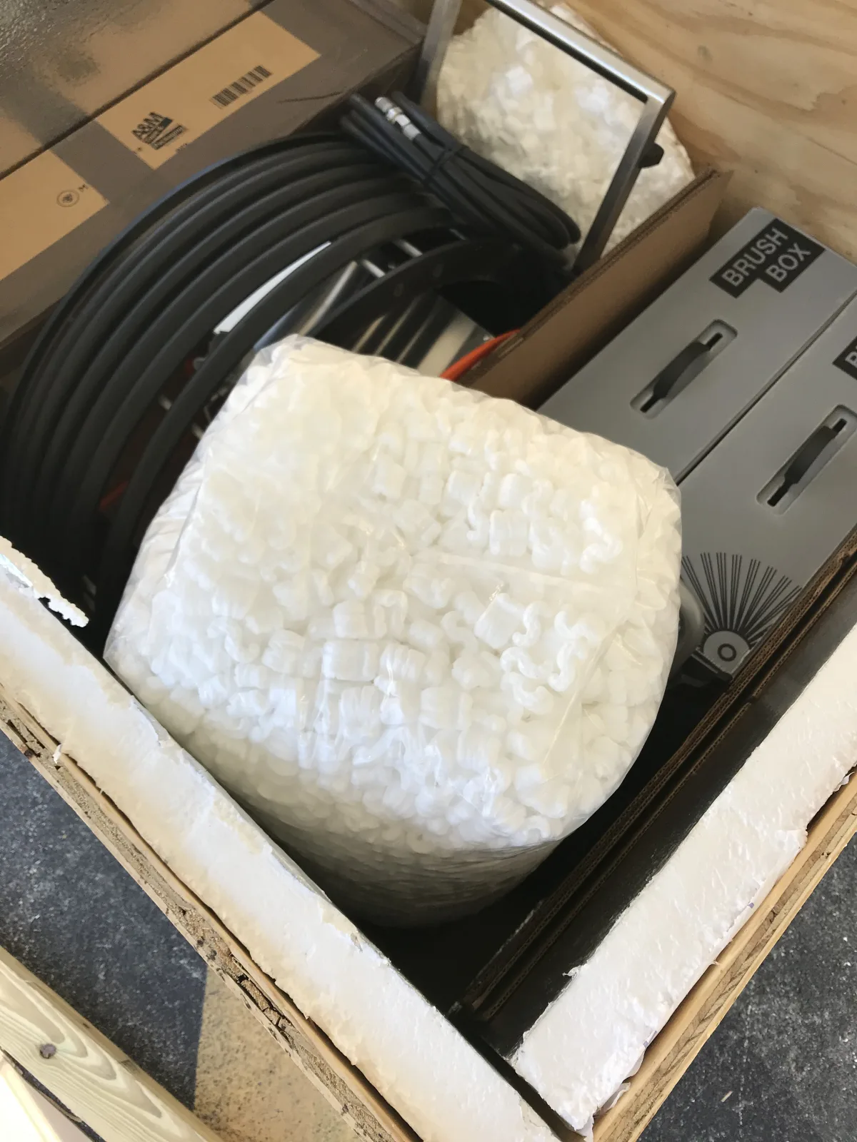 Equipment protected with fitted foam inside a custom crate