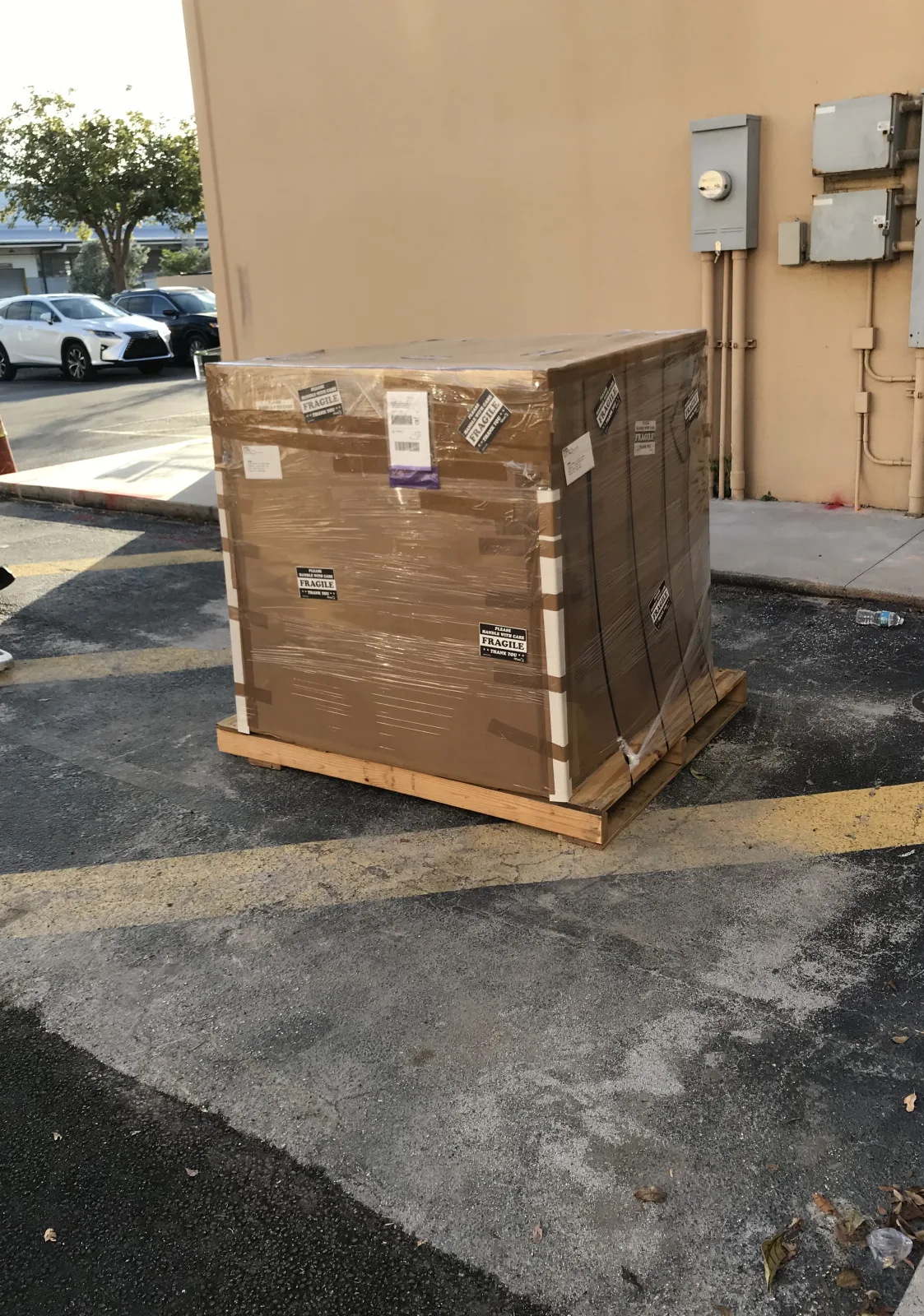 Finished custom wooden crate ready for shipment
